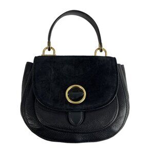 Michael Kors Women's Black Leather Suede & Gold Tone Hardware Handbag Sz M